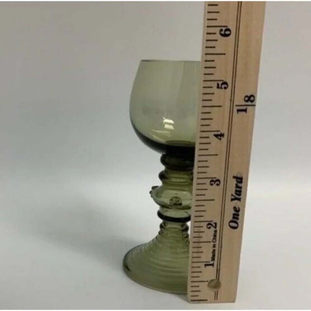 Theresienthal in Bavaria, glass pattern 544. Green Victorian vine glasses set 3